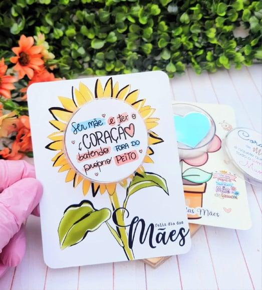 Cartão com Chaveirinho Coração- Dia das Mães
