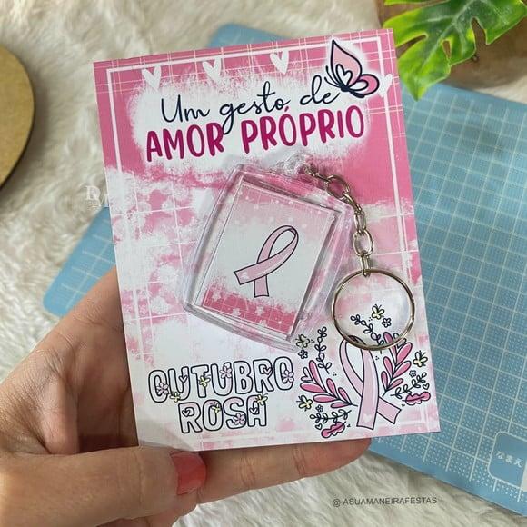 Cartão com Chaveirinho- Outubro Rosa