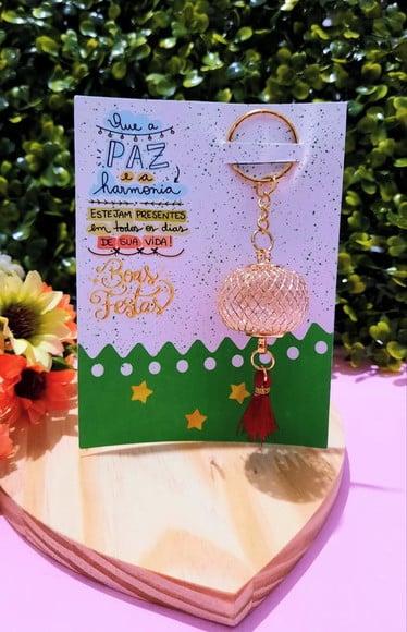 Cartão com Chaveiro Bolinha - Natal