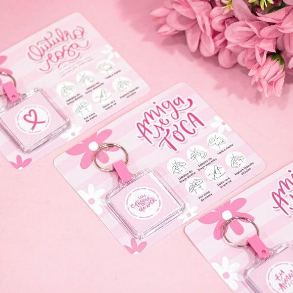 Cartão com Chaveiro- Outubro Rosa