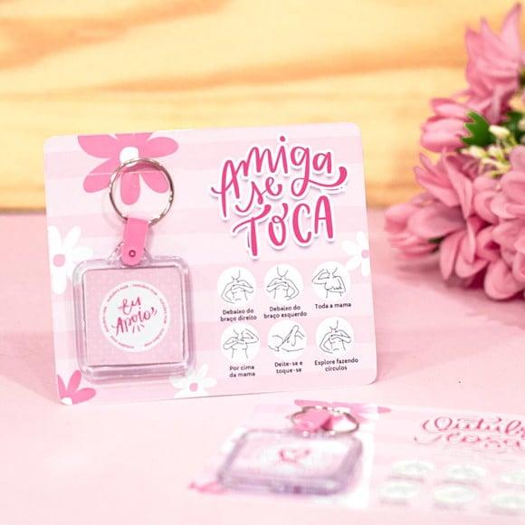 Cartão com Chaveiro- Outubro Rosa