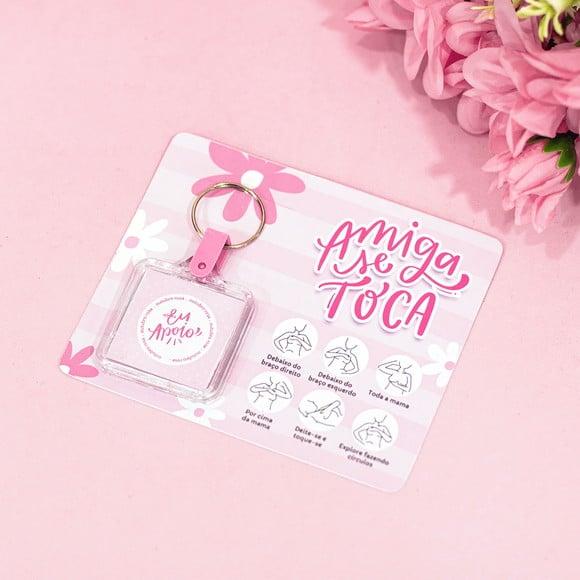 Cartão com Chaveiro- Outubro Rosa