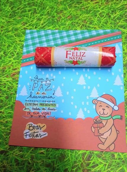 Cartão com Chocolate Baton- Natal