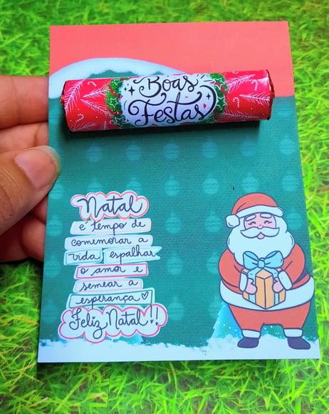 Cartão com Chocolate Baton- Natal