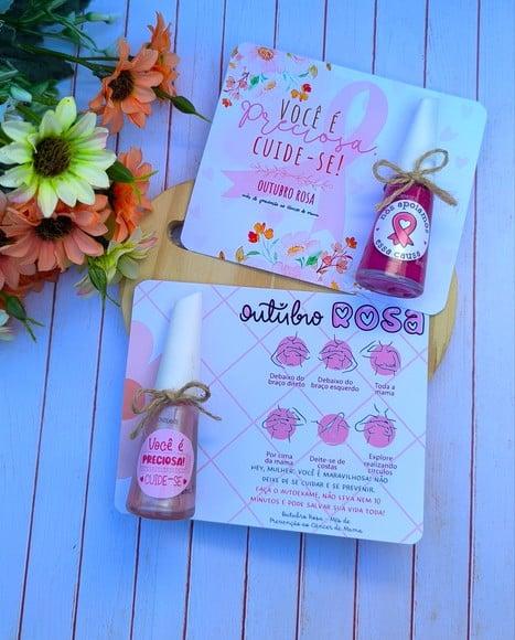 Cartão com Esmalte- Outubro Rosa