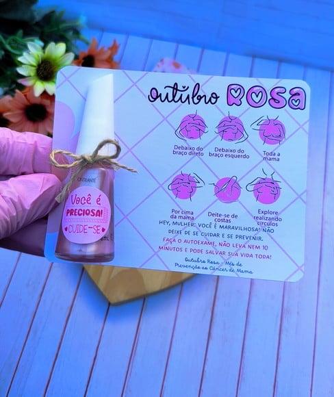 Cartão com Esmalte- Outubro Rosa