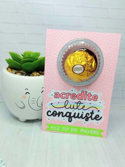 Cartão com Ferrero Rocher- Dia das Mulheres