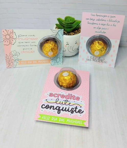 Cartão com Ferrero Rocher- Dia das Mulheres