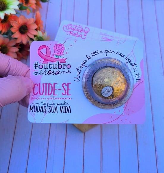 Cartão com Ferrero Rocher- Outubro Rosa