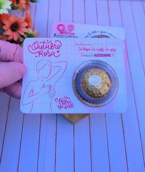 Cartão com Ferrero Rocher- Outubro Rosa