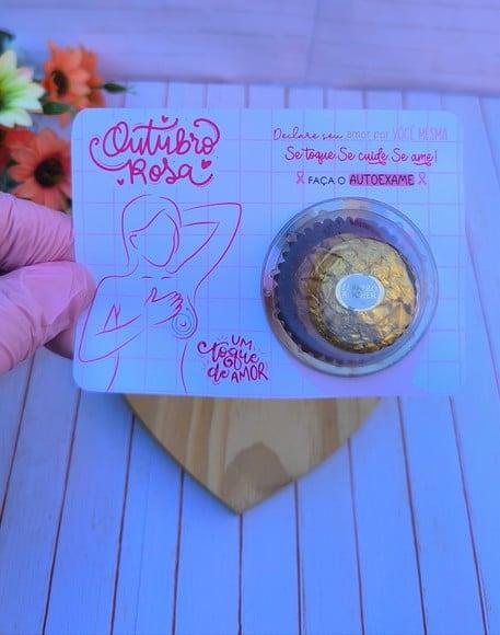 Cartão com Ferrero Rocher- Outubro Rosa