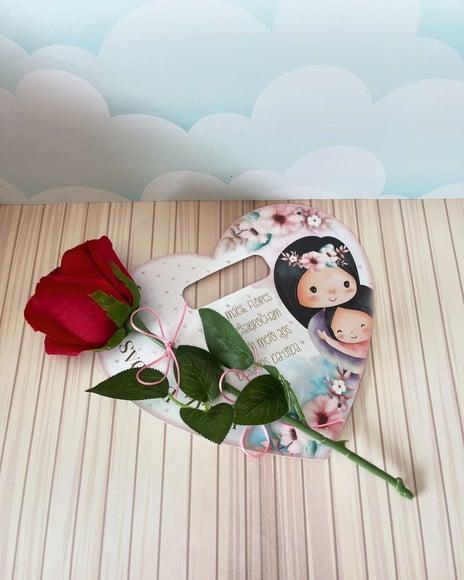 Cartão com Flor Artificial- Dia das Mães