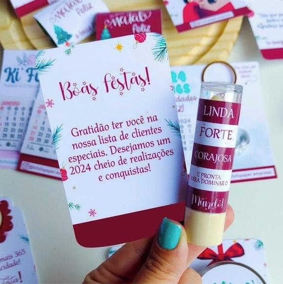 Cartão com Hidratante Labial (manteiga de Cacau)- Natal