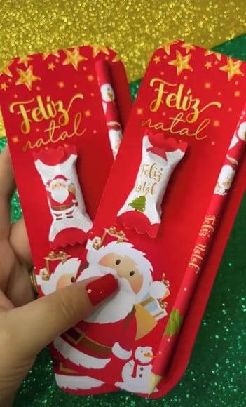 Cartão com Lápis e Balinha- Natal
