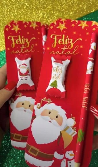 Cartão com Lápis e Balinha- Natal