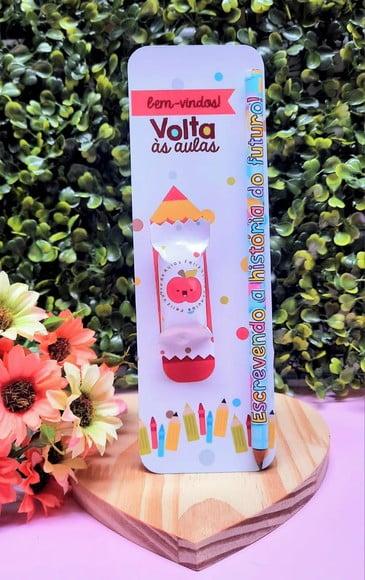 Cartão com Lápis e Balinha- Volta Ás Aulas