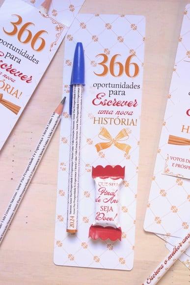 Cartão com Lápis ou Caneta e Balinha- Boas Festas
