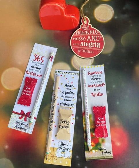 Cartão com Lápis ou Caneta e Balinha- Natal