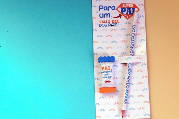 Cartão Com Lápis Ou Caneta E Balinha- Dia Dos Pais