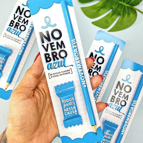 Cartão com Lápis ou Caneta e Bis- Novembro Azul