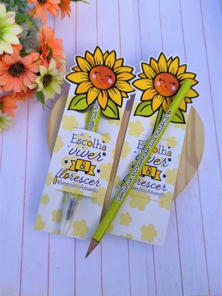 Cartão com Lápis ou Caneta- Setembro Amarelo