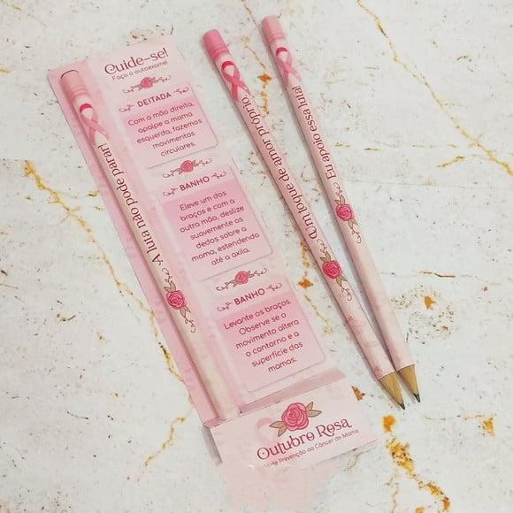 Cartão com Lápis- Outubro Rosa