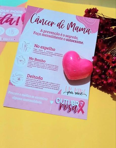 Cartão com Mini Sabonete- Outubro Rosa