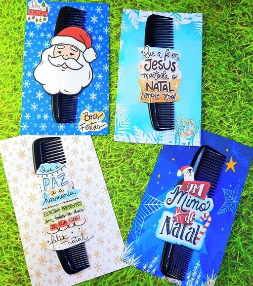 Cartão com Pente de Bolso- Natal