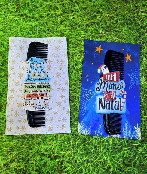 Cartão com Pente de Bolso- Natal
