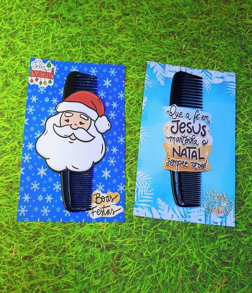 Cartão com Pente de Bolso- Natal