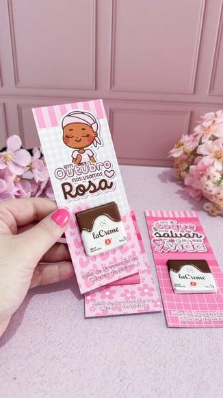 Cartão com Tablete Cacau Show 5g- Outubro Rosa