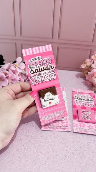 Cartão com Tablete Cacau Show 5g- Outubro Rosa