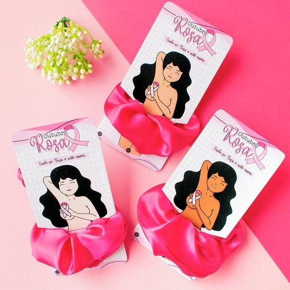 Cartão com Xuxinha Scrunchie- Outubro Rosa