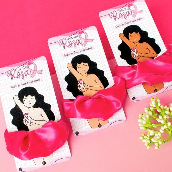 Cartão com Xuxinha Scrunchie- Outubro Rosa