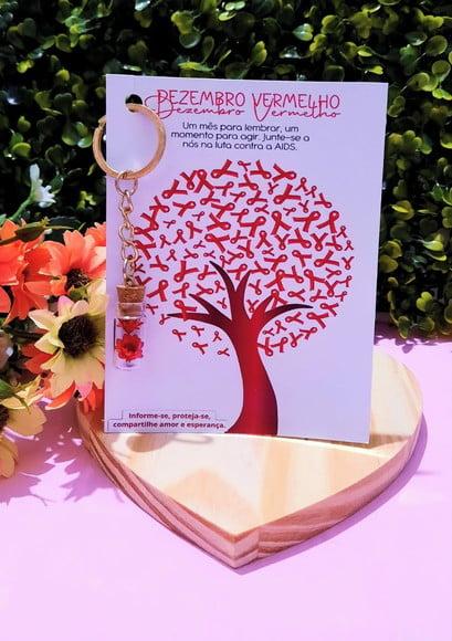 Cartão e Chaveirinho com Florzinha Sempre Viva