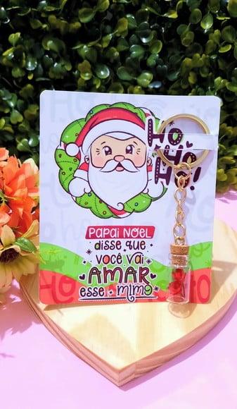 Cartão e Chaveirinho com Florzinha Sempre Viva- Natal