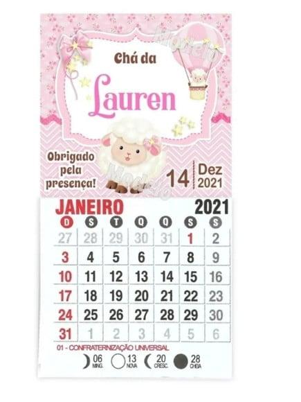 CHÁ DE BEBÊ LEMBRANCINHA- CALENDÁRIO COM IMÃ