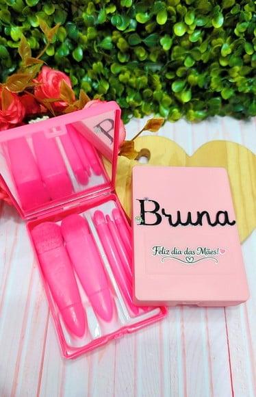 Estojo com 5 Mini Pincéis de Maquiagem - Dia das Mães