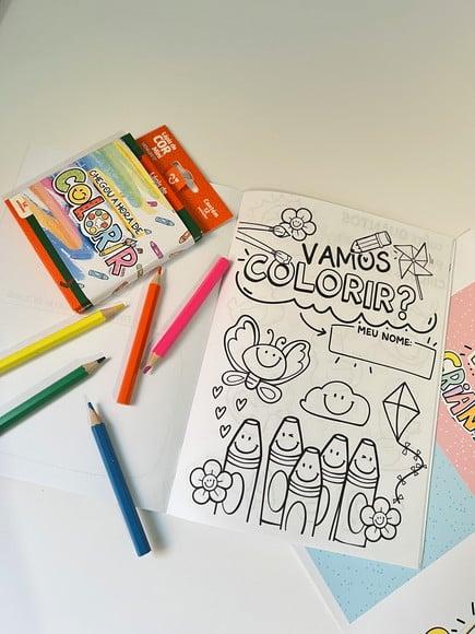 Kit Livrinho de Colorir+ Caixinha de Lápis- Dia das Crianças