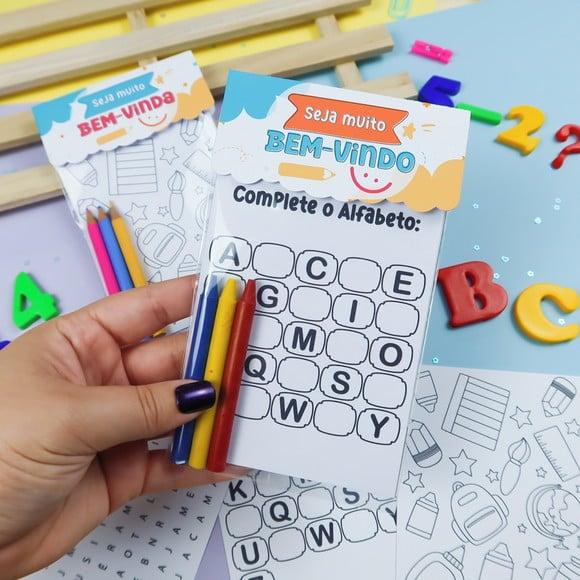 Lapela com 4 Atividades e Lápis de Colorir- Volta as Aulas