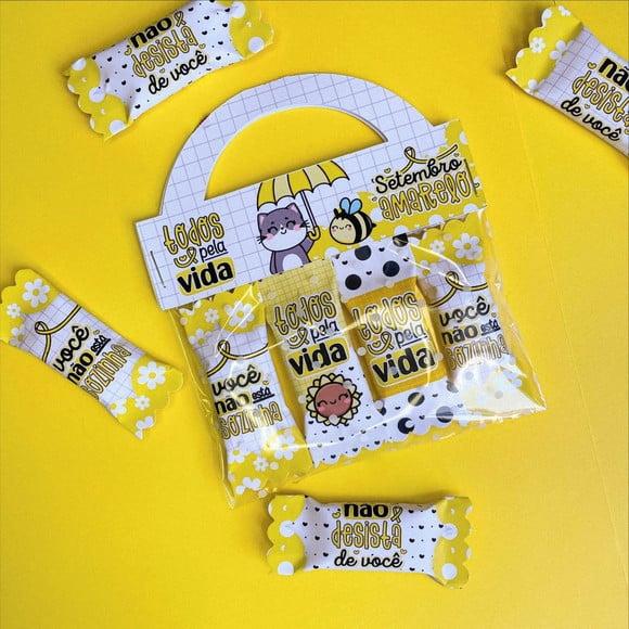 Lapela com 4 Balinhas- Setembro Amarelo -leia a Descrição!