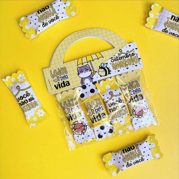 Lapela com 4 Balinhas- Setembro Amarelo -leia a Descrição!