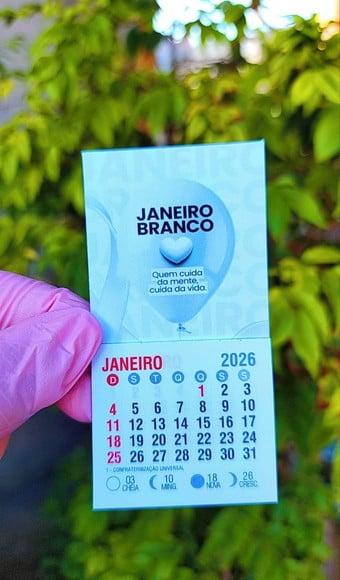 Mini Calendário com Imã- Janeiro Branco (ano Atualizado)