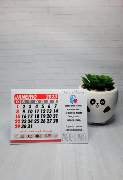 Mini Calendário de Mesa- Janeiro Branco/ Saúde Mental