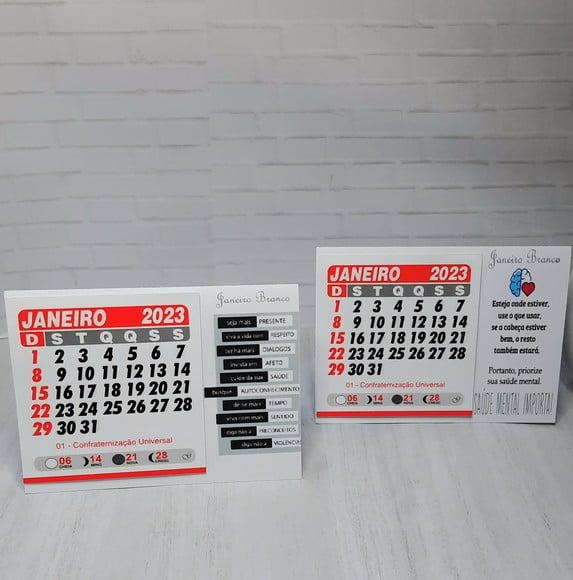 Mini Calendário de Mesa- Janeiro Branco/ Saúde Mental