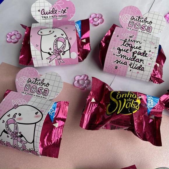 Porta Bombom com Bombom- Outubro Rosa