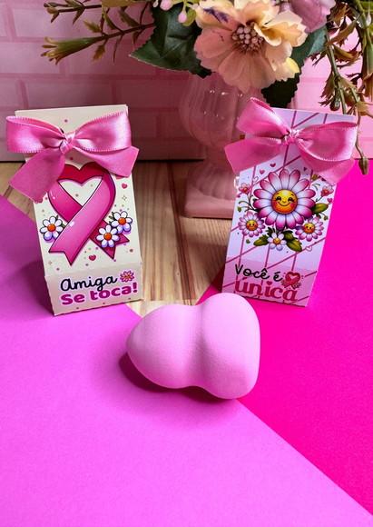 Porta Esponjinha com Esponjinha de Maquiagem- Outubro Rosa