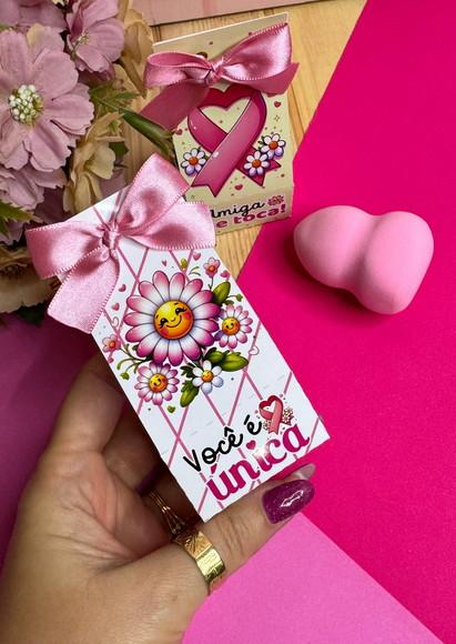 Porta Esponjinha com Esponjinha de Maquiagem- Outubro Rosa