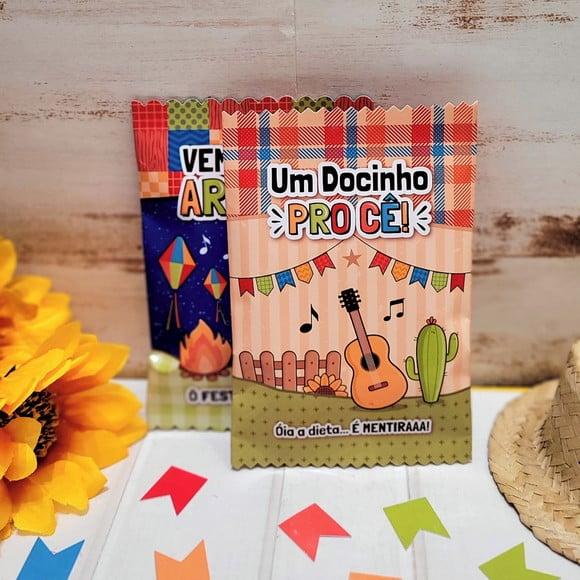 Saquinho com Kit 4 Guloseimas Junino- Festa Junina