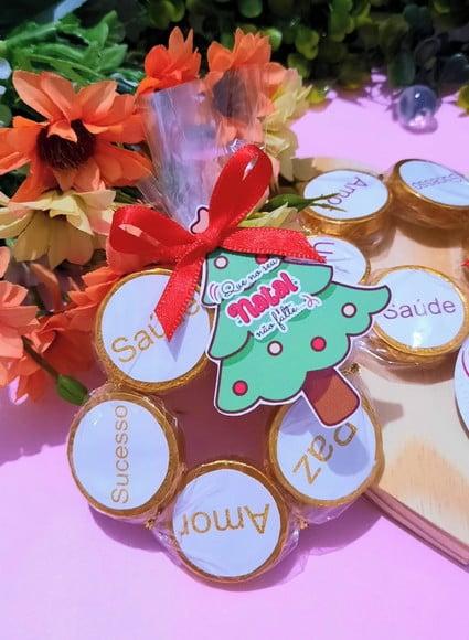Tag com 5 Moedinhas de Chocolate ao Leite- Natal